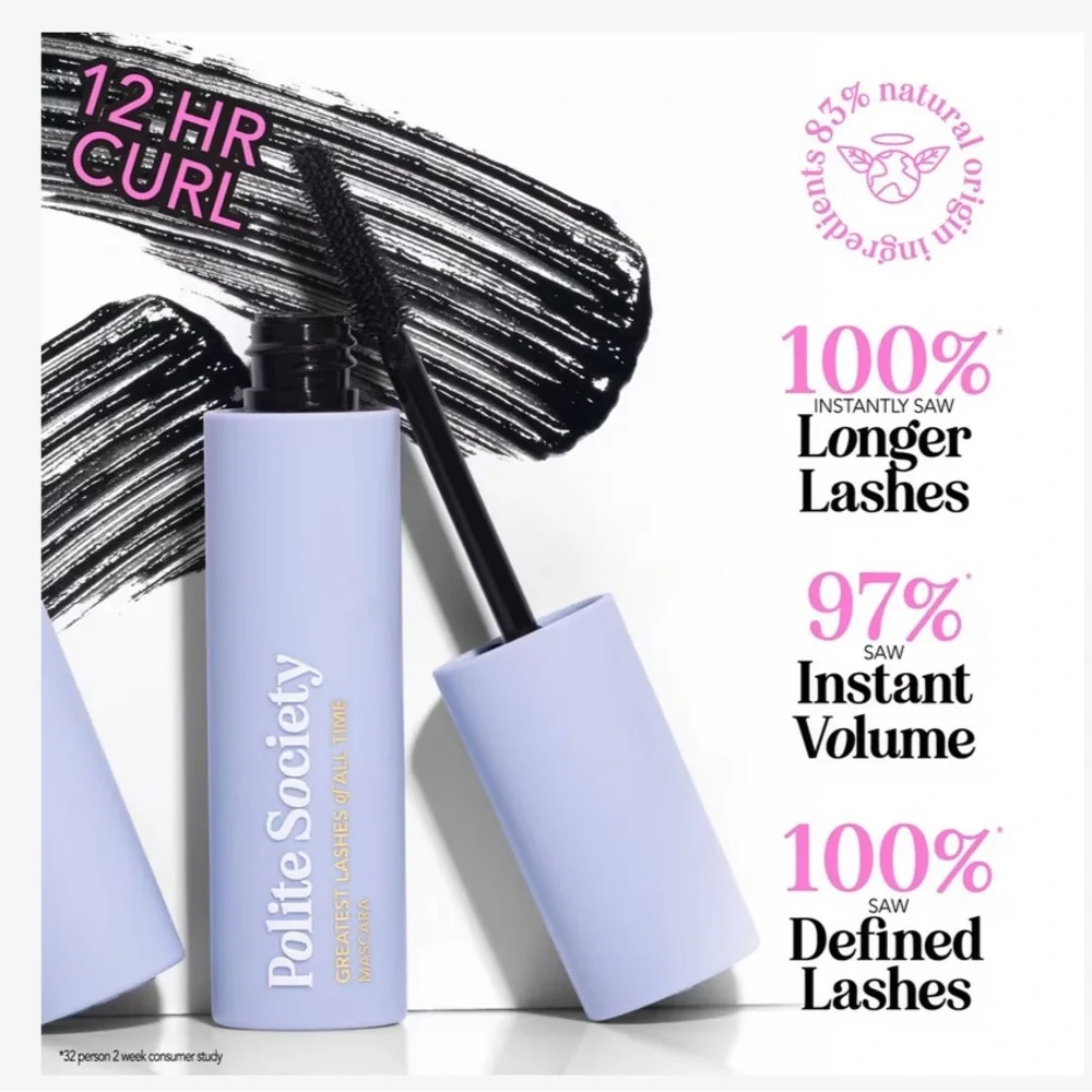 POLITE SOCIETY FULL SIZE Greatest Lashes of All Time Mascara 0.4oz NIB $27